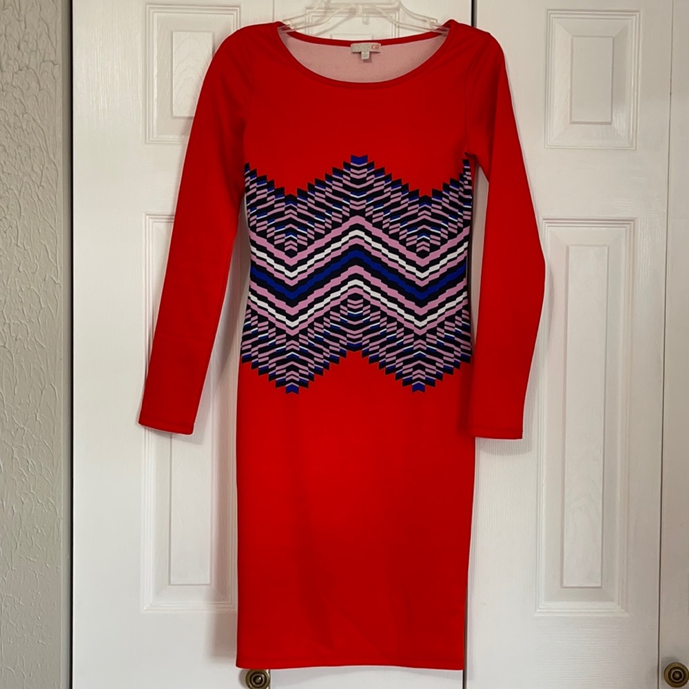 Gianni Bini GB Bodycon Pencil Dress Orange Small